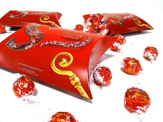 Lindt Lindorbox, verpakt in een feestelijke verpakking van vouwkarton