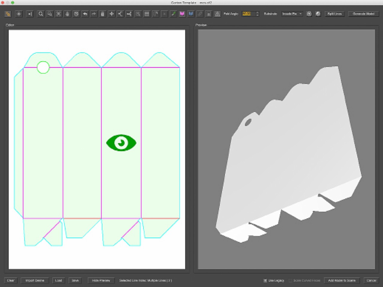 3D digitale mock-up ontwerpfase flessendoos