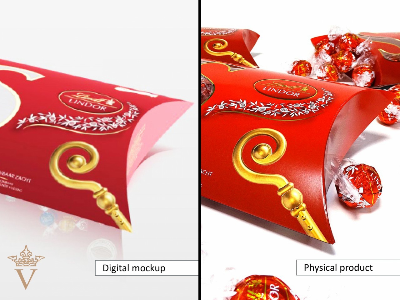 Lindt vouwkartonnage - 3D digitale mock-up vs. een fysiek prototype